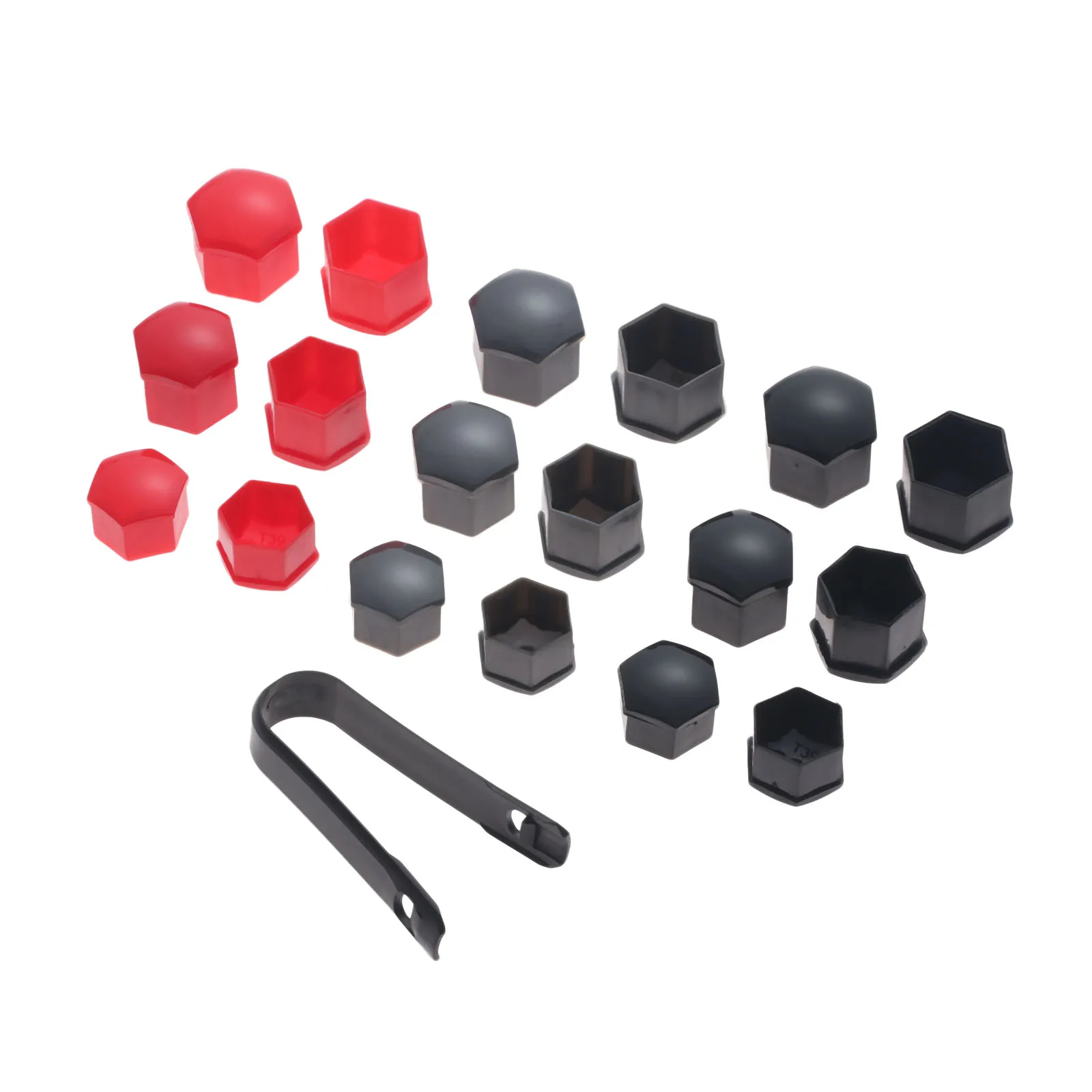 Yetaha 20Pcs Car Wheel Screw Covers 17 19 21mm Auto Tyre Nut Caps With Removal Tool Bolt Rims Special Socket Car Styling Black