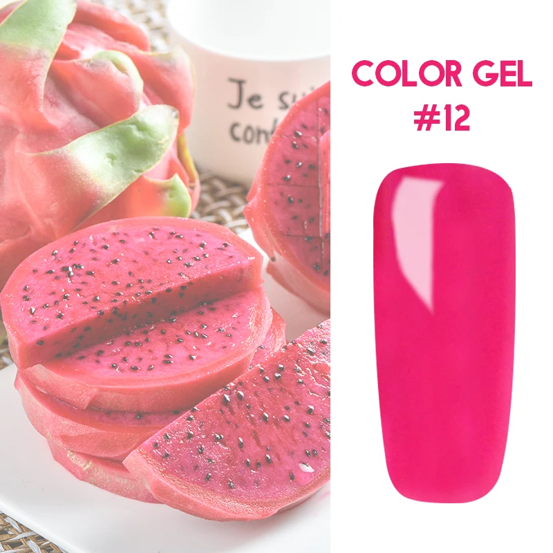 Lakimu Newest Colorful Gel Polish Nail Art Semi Permanent Enamel UV LED Gel Varnish Soak Off Nail Polish Manicure Set - Цвет: 12