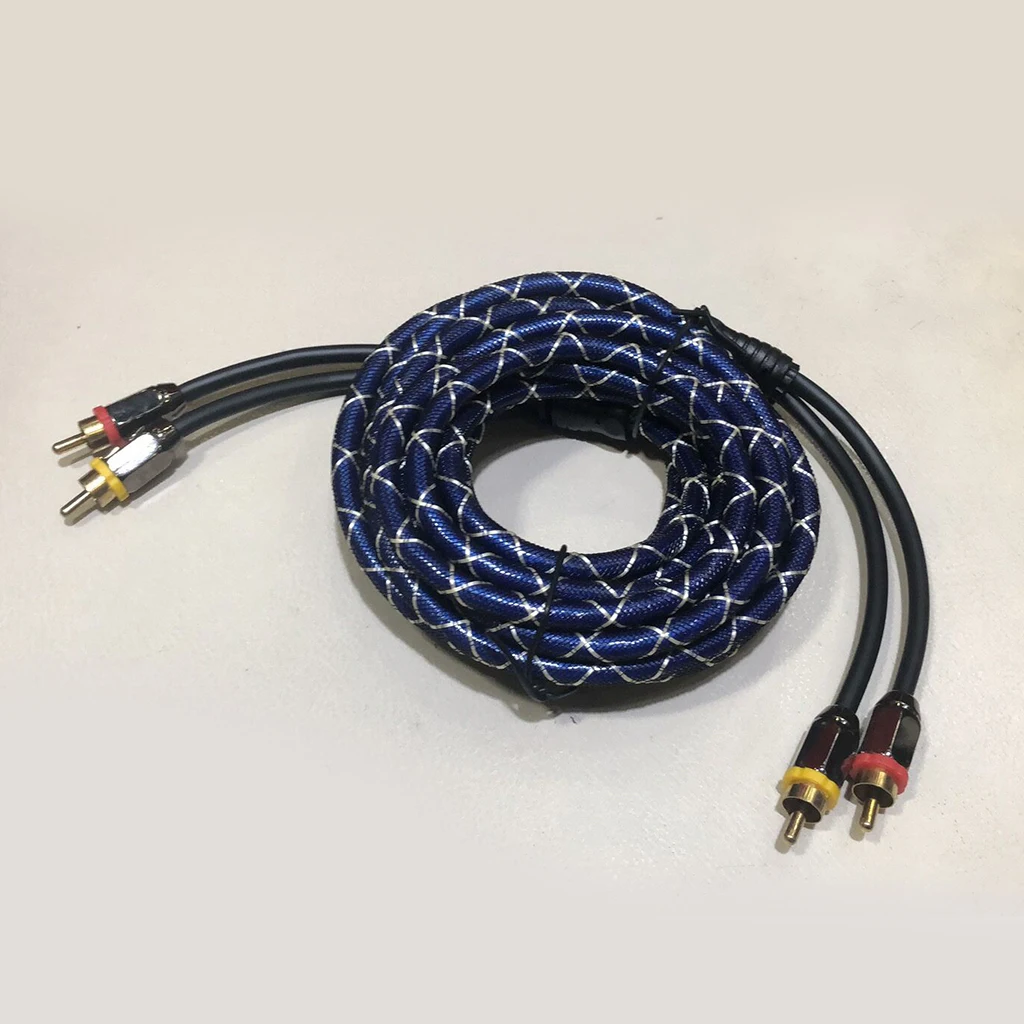 14.7ft Car Amplifier Stereo Audio RCA Cable Wire RFI EMI Noise Rejection