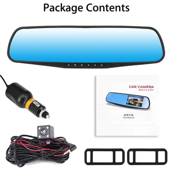 

4.3 Hd1080p Dual Lens Car Auto Dvr Mirror Dash Cam Recorder + Rearview Cameras