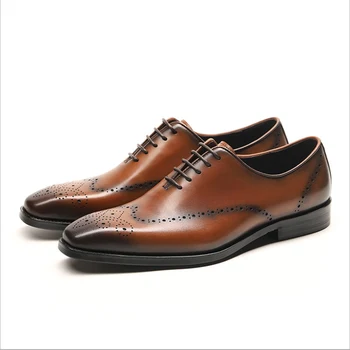 

Men Shoes Business Genuine Leather Casual Comfortable Delicate Breathable shoe for wedding Non-slip Men Brocken