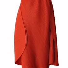 Горячая Miyake Асимметричная складка чистый цвет саржевая юбка дизайн