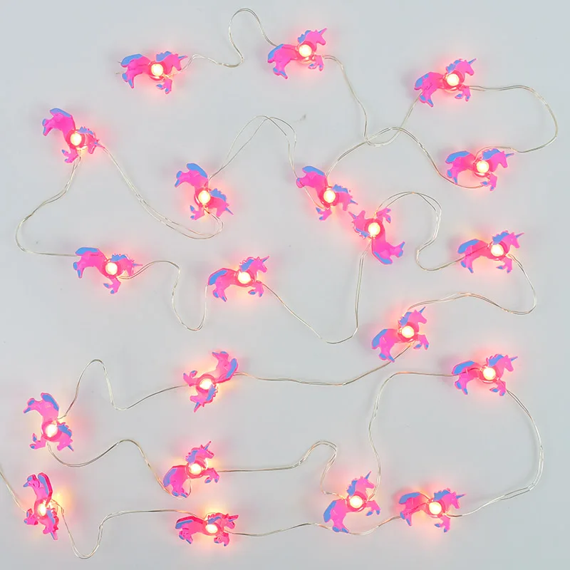 20 LED 2m String Light Unicorn Flamingo Pineapple Watermelon Shape Lamp for Hawaii Wedding Birthday Party Kids Room Decor | Дом и сад
