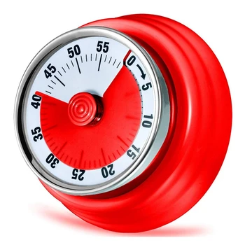 

60 Minutes Mechanical Timer-Magnetic Visual Countdown Timer with Alarm for Kitchen Cooking Baking Sports Kids(Red)