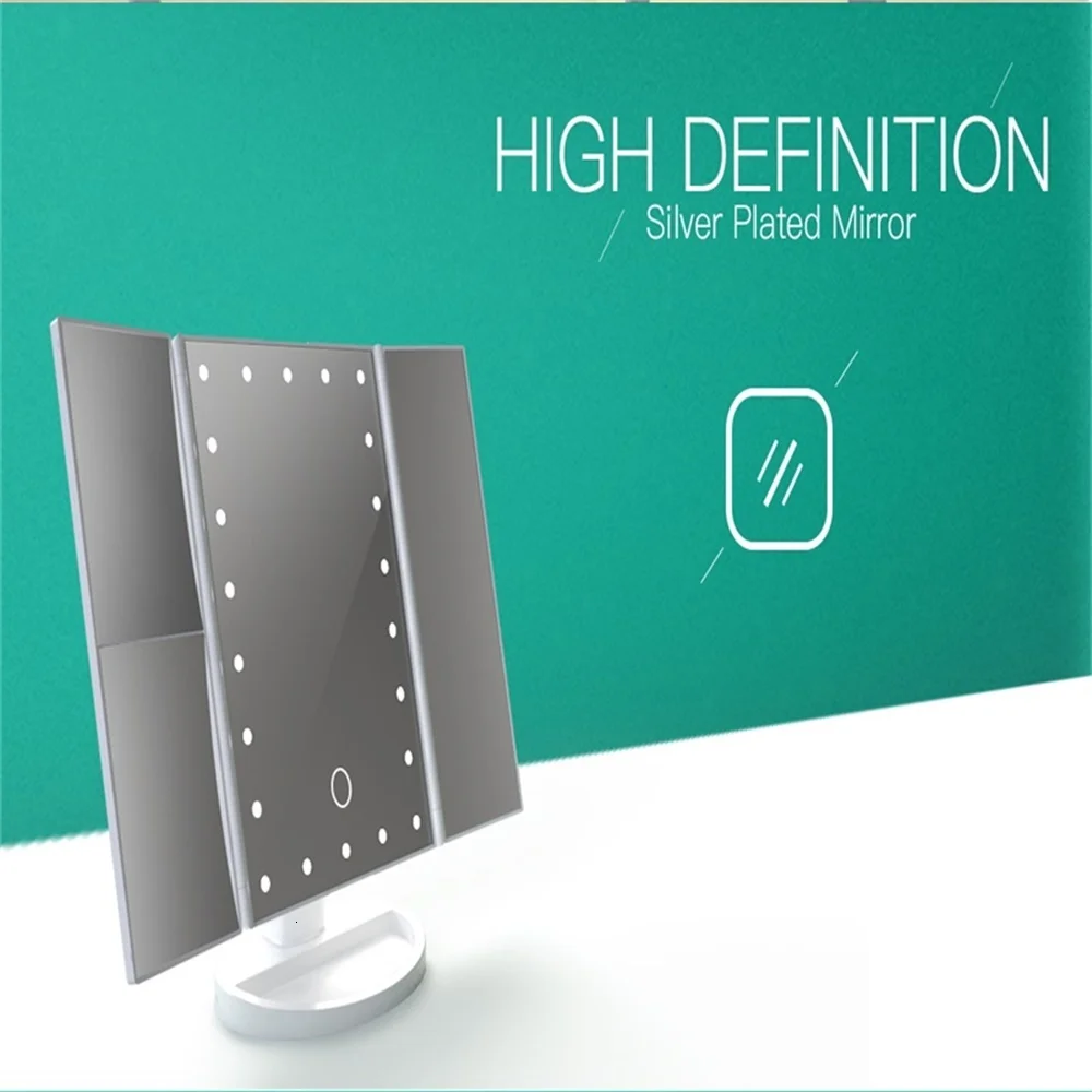 Светодиодный светильник с сенсорным экраном 22 s зеркало для макияжа увеличительное туалетное зеркало 3 складной настольный зеркальный светильник 180 ˚вращающийся регулируемый