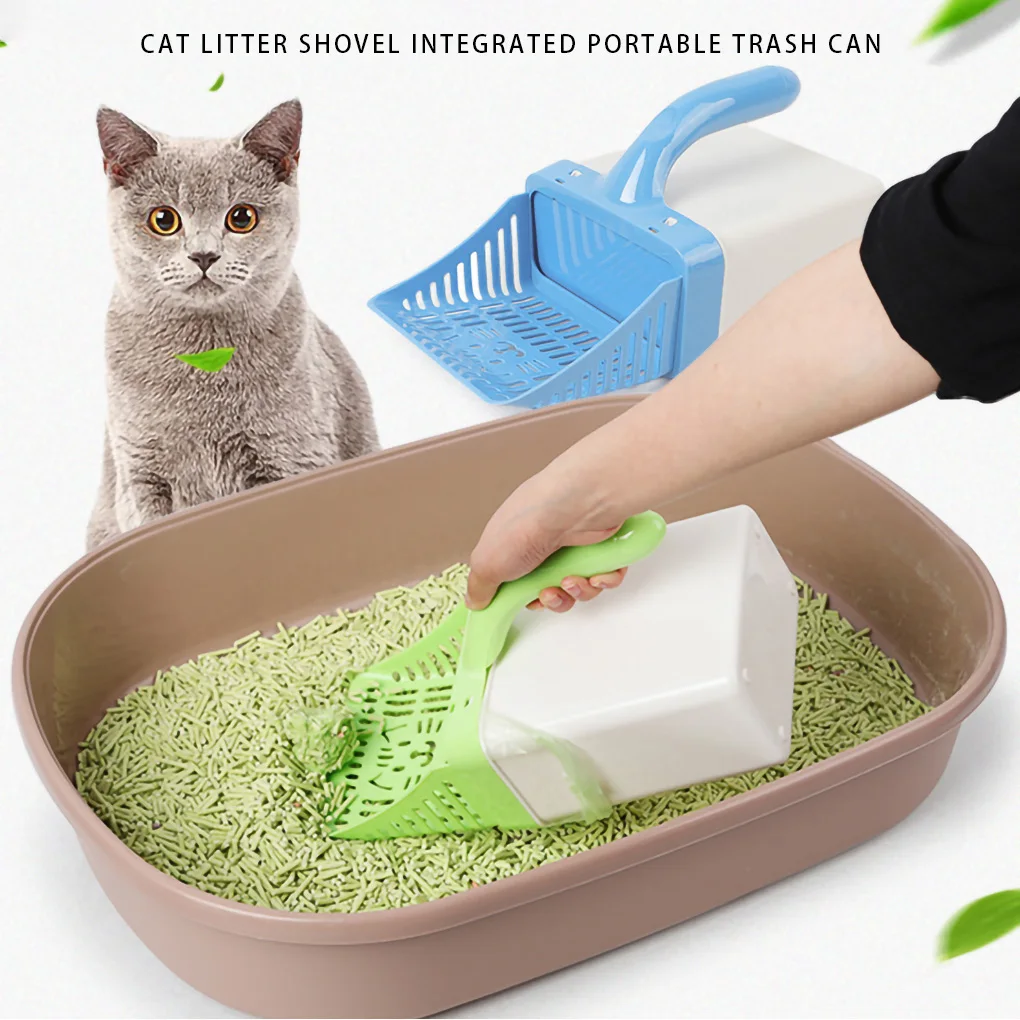 Portable Cat Litter Shovel Pet Litter Scoop Plastic Hollow Pet Sand Scooper Tray Cat Poop