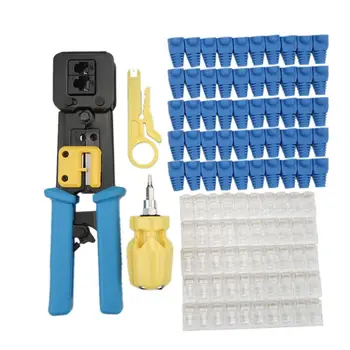 

Crimping Plier Crimper Wire Stripper Cable Cutter Screwdriver Ethernet Connectors Covers Cat5e Tool Kit