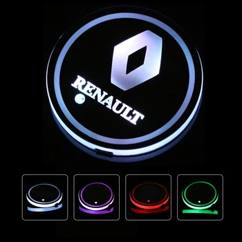 

2X Led Car Logo Cup lights For Renault Megane 3 Logan Duster light Luminous Coaster Drinks Holders Accessories Atmosphere lamp