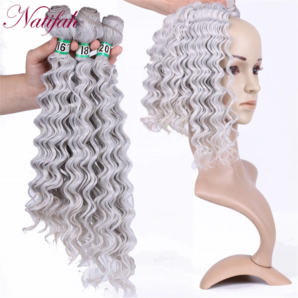 Natifah глубокая волна пряди кудрявые волосы вода волна 16-20 дюймов 1 3 4 пряди синтетические волосы длинные кудрявые двойные нарисованные - Цвет: SG