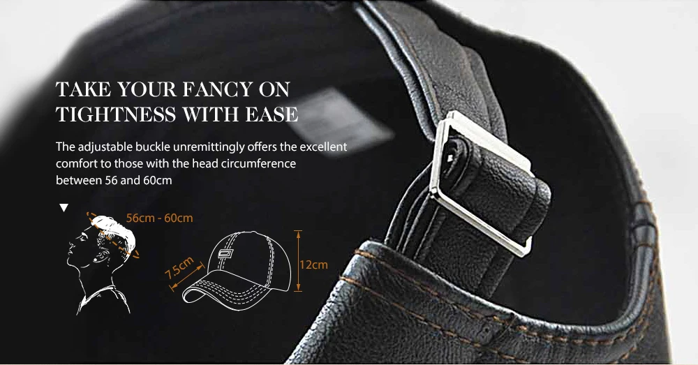 JAMONT Versatile Men Leather Baseball Cap