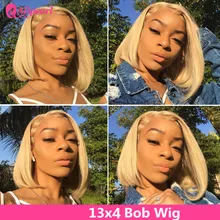 13x4 Короткие парики 613 блондинка Синтетические волосы на кружеве парики из натуральных волос человеческие бразильские прямые волосы парики для черный Для женщин AliPearl волос