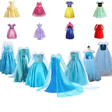 Платье принцессы Эльзы и Анны для девочек; Детский карнавальный костюм Снежной Королевы Рапунцель и Белль; детская одежда для карнавала и дня рождения; Детские платья