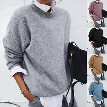 

2019 New Women Sweater Winter Autumn Solid Color Turn Down Collar Fake Two Pieces Sweaters Stitching Sweater Ladies Sweater