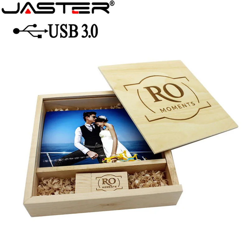  JASTER USB 3.0 Wooden Photo Album usb+Box usb flash drive Pendrive 4GB 16GB 32GB 64GB photographyWe