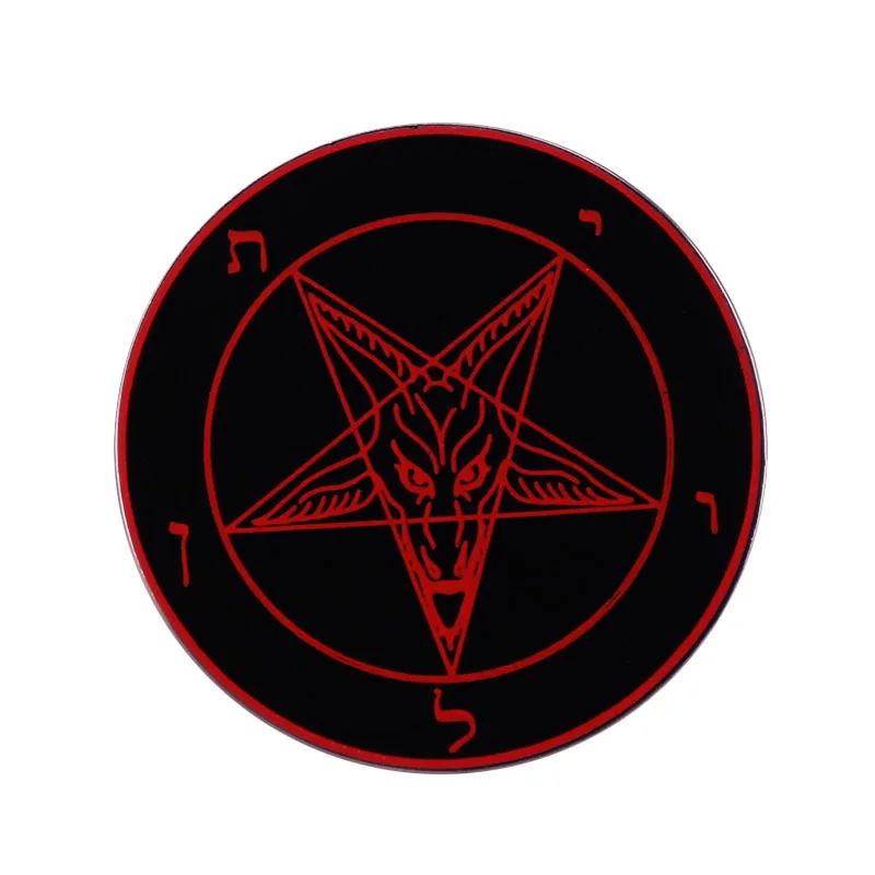 Devil Wicca Red Pentagram Enamel Baphomet 666 Satanic badge Satan Devil Horror Brooch Goth Amulet - AliExpress