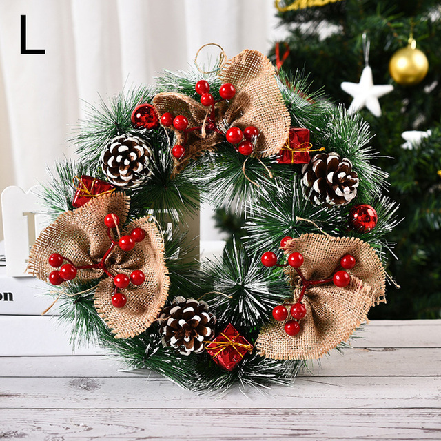 Wreath With Bow Door Hanging Rattan Ornament Garland Xmas Wall Window Wedding Decorations Home Decor Leaves