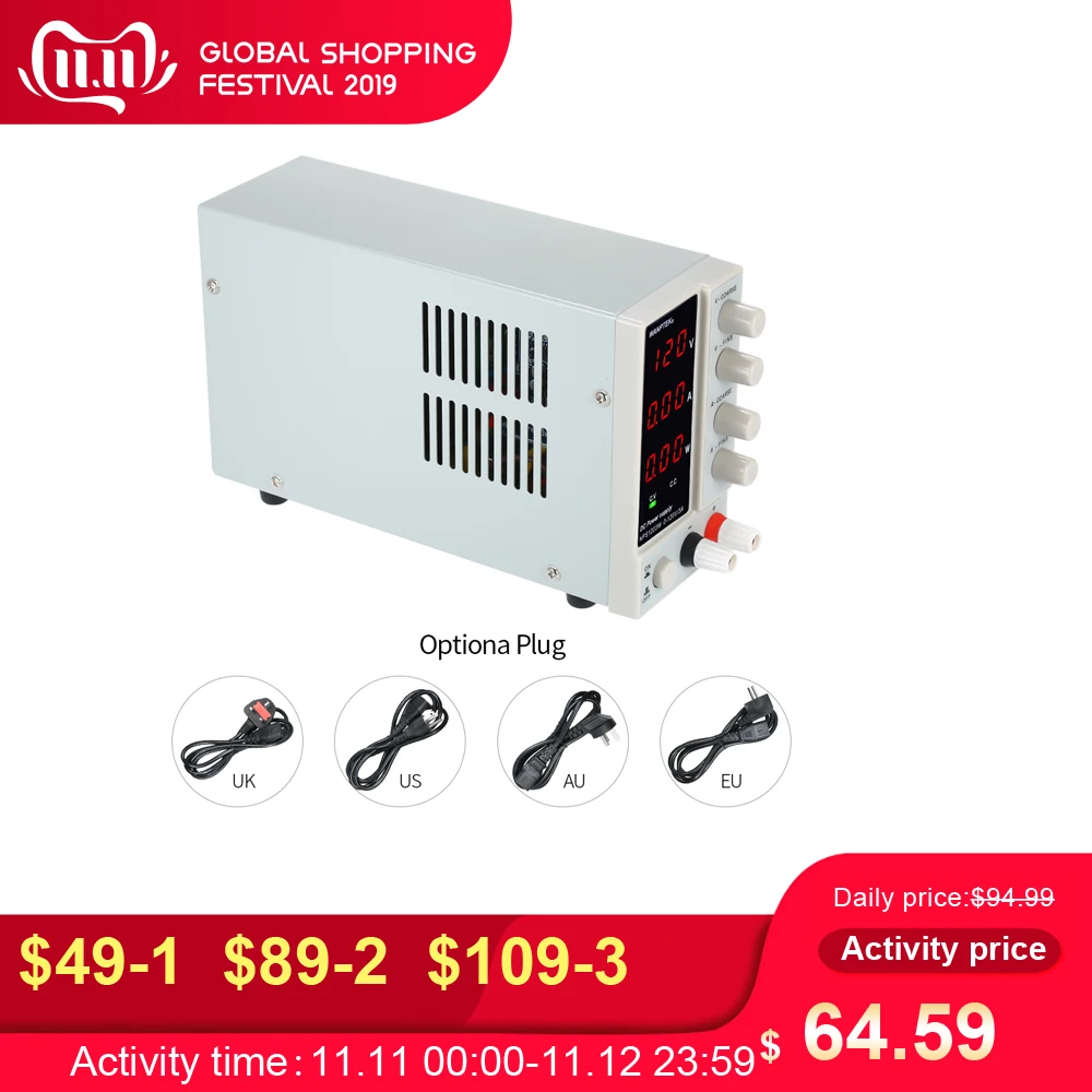 

NPS1203W 0-120V 0-3A 115/230V Switching DC Power Supply 3 Digit Display LED High Precision Adjustable Mini Power Supply