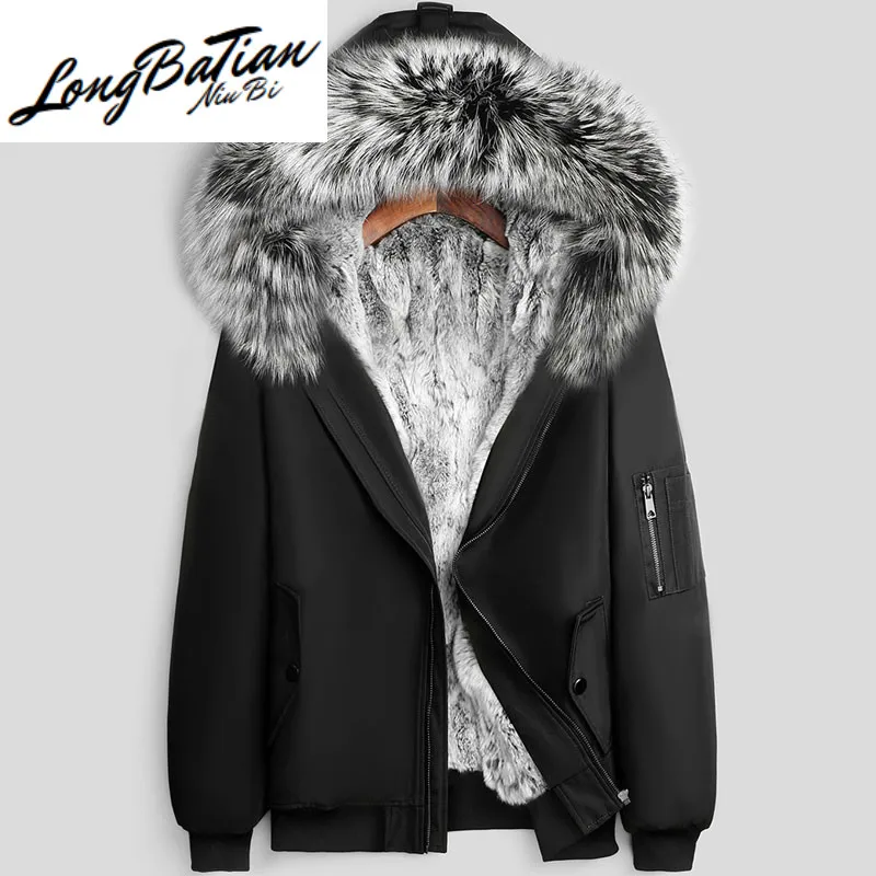 Clothing Winter Men 2020 New Men's Jackets 100% Rex Rabbit Coat Thick Real Fox Fur Coller Parkas Ropa Hombre LXR371 | Мужская одежда