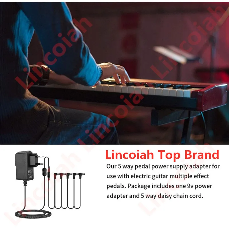 5 웨이 일렉트릭 기타 이펙트 페달 전원 공급 장치 액세서리 케이블 어댑터 데이지 체인 와이어 프로 9V DC 1A 미국 EU 영국 JP AU 플러그 포드
