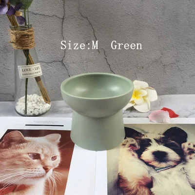 New Candy Color Cat Bowl High Foot Single Bowl Drinking Food Ceramic Pet Bowls Dog Bowls Cat Supplies Small Dogs Feeder - Цвет: Многоцветный