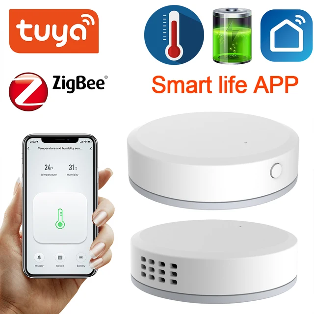 $15.99 Tuya ZigBee Mini Temperature Humidity Sensor Built-in Battery Smart Life APP Smart Home Building Automation LCD Screen Display