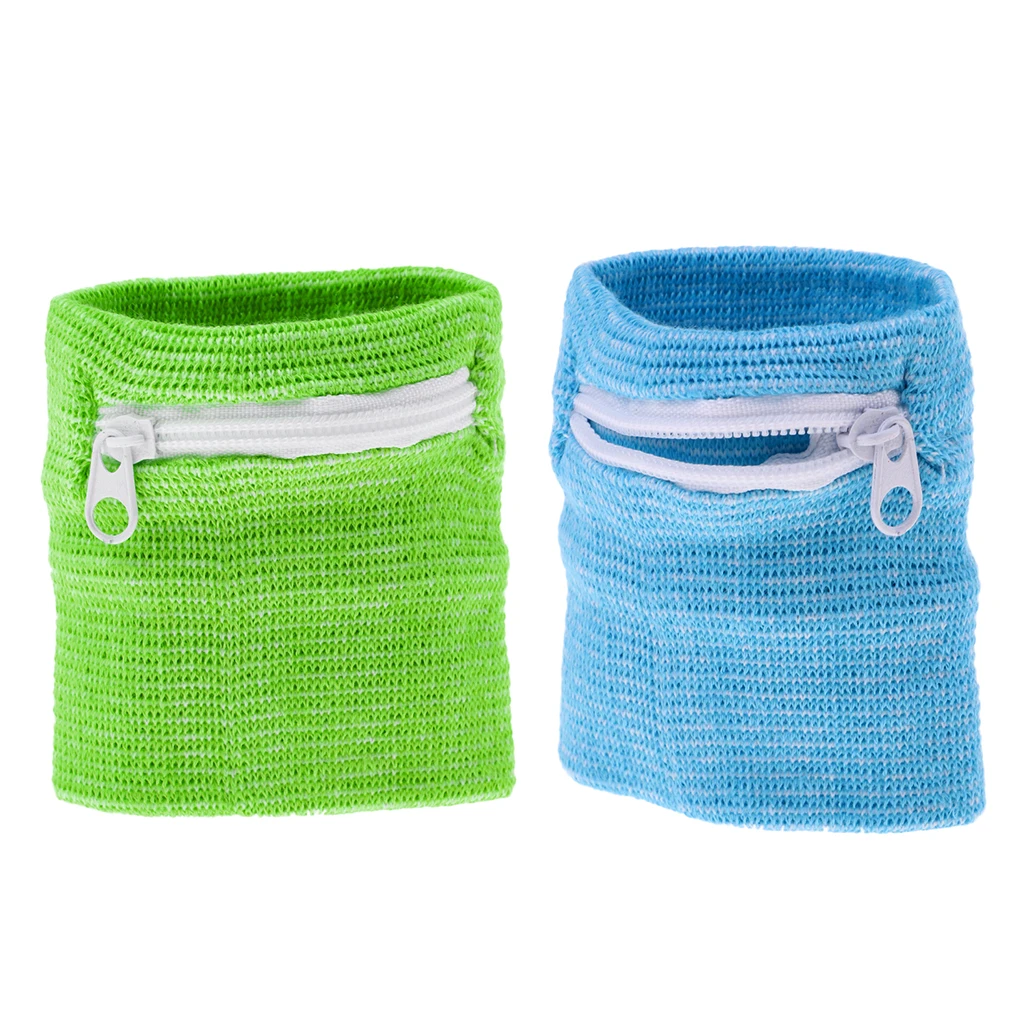 2x Wrist Band Wallet Zipper Money  For Gym Running Fitness Basketball