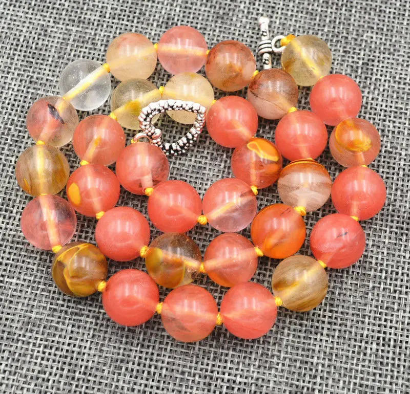 

HOT 12mm round multicolor watermelon tourmalines jade necklace 18"A