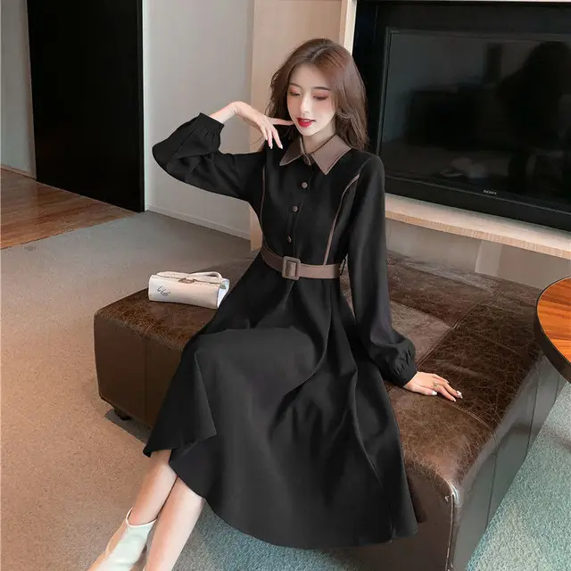 Elegant Velvet Long Sleeve Dress Winter Sashes Women Designer Korean Dress  2021 Spring Midi Business Office Lady One-piece Dress - AliExpress Women's  Clothing