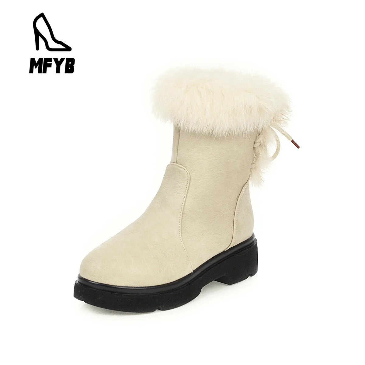 

MFYB Women's boots 2019 winter new comfortable low-heeled shoes large size 40-43 round head warm low tube casual women's boots