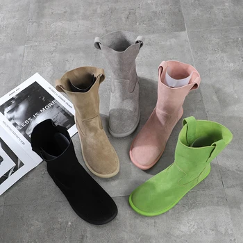 

Frosted leather cuffed two-wear short boots Martin boots motorcycle boots flat shoes wide-leg boots flat women's shoes