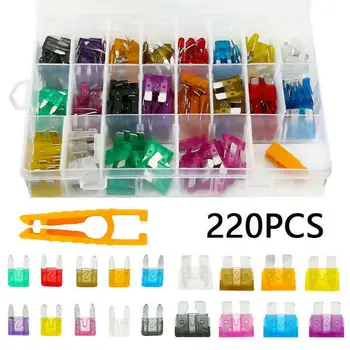 

220Pcs /set Assorted Car Fuses Auto Truck SUV Fuses Mini Standard Blade Fuse Kits With Clip 2-35A Auto Replacement Parts