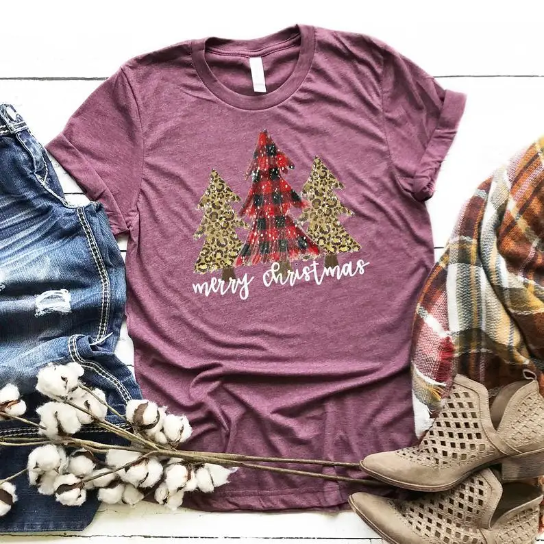 

Christmas Tree Shirts Streetwear Japanese Casual Aesthetic Print O-Neck Vintage Christmas Snow Deer Tshirt Harajuku