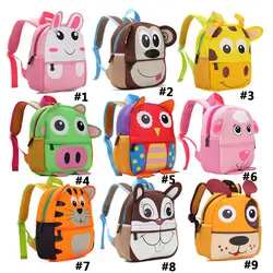 Новинка 2019 года; Детские рюкзаки с 3D изображением животных; рюкзак для мальчиков и девочек; школьные сумки из неопрена для маленьких детей;