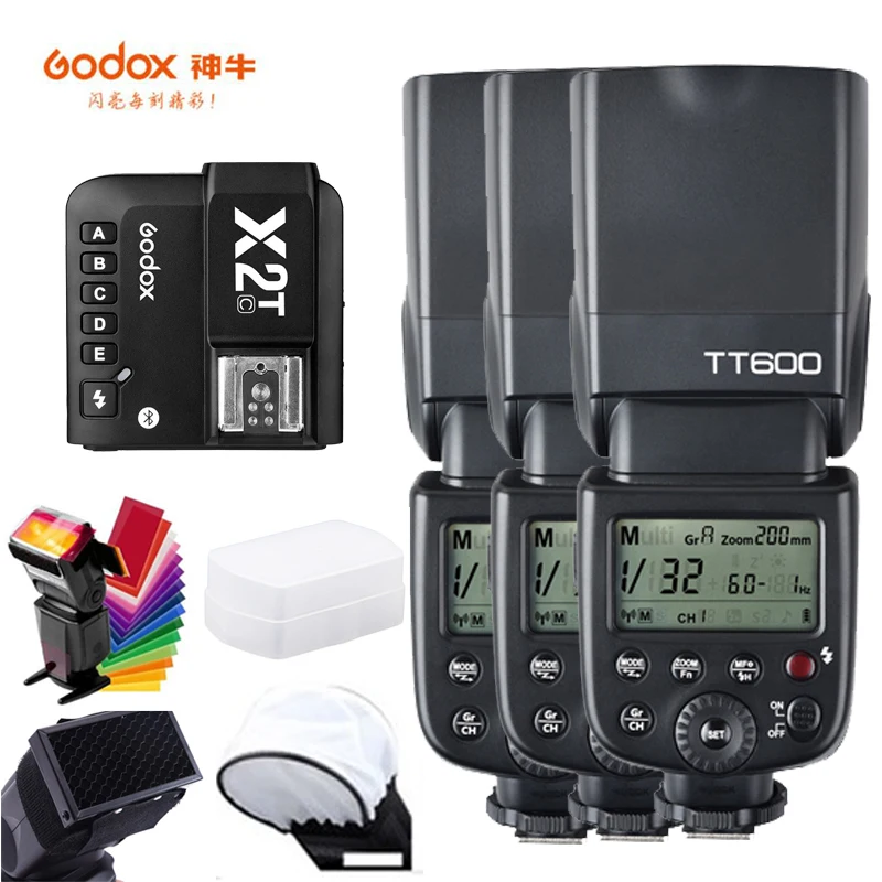 Godox TT600 TT600S 2,4G Беспроводная ttl 1/8000s Вспышка Speedlite с X2T-C/N/S/F/O/P триггер для Canon Nikon sony fuji olympus - Цвет: 3xTT600 a X2T