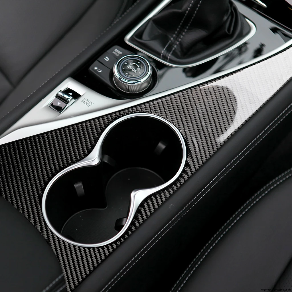 

Carbon Fiber Refit Car Interior Center Console Cup hodle panel Cover Trim For Infiniti Q50 Q60 2014-2020