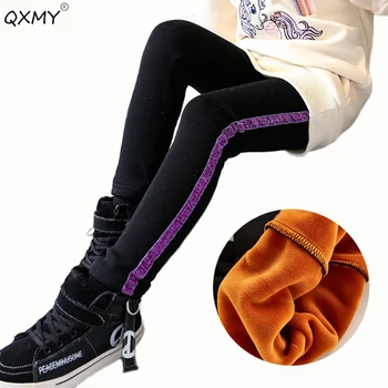

2018 warm winter pants kids skinny leggings winter girls velvet warm thicken pants for teenager kids 3-12T