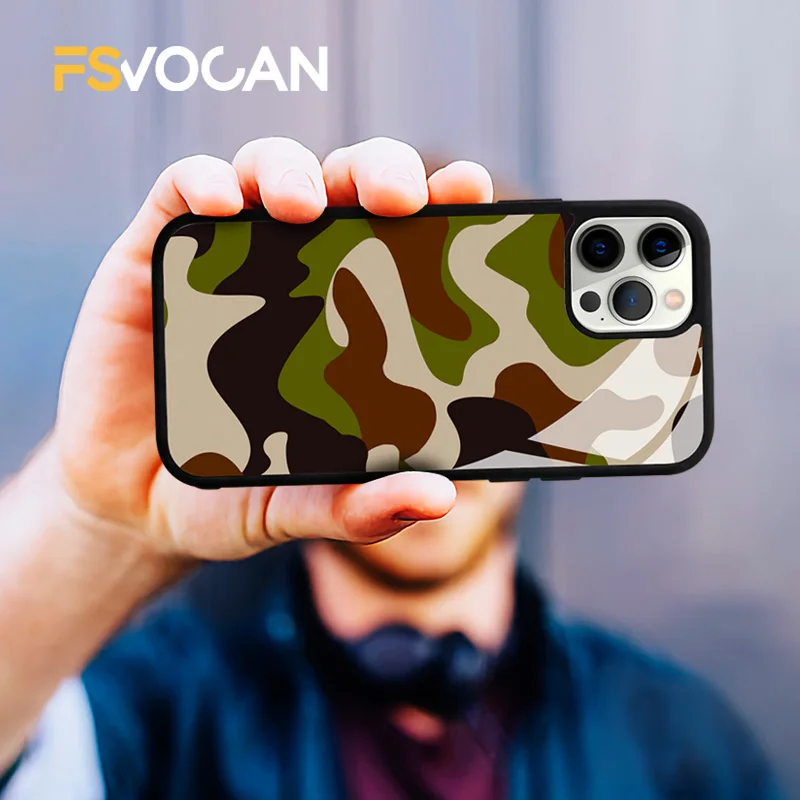 Cover Con Motivo Mimetico Per Iphone 11 12 13 Pro Max X Xr Xs Max Camo Army Military Colorful Green Red Orange Phone Case