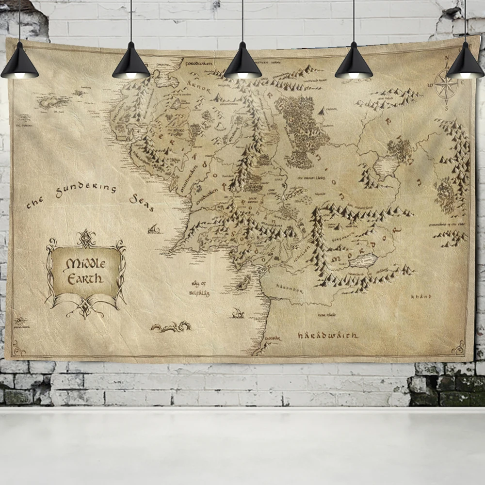 Antique Pirate Treasure Map Tapestry Wall Hanging Hippie Boho Decor Tapestry Golden Island Carpet College Dorm Decoration