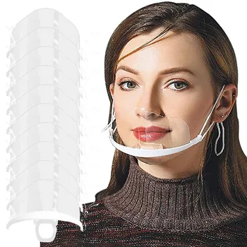 

50pcs Reusable Plastic Mouth Clear Window Protection Full Transparent Visible Expression Face Bandanas for the Deaf and Hard of