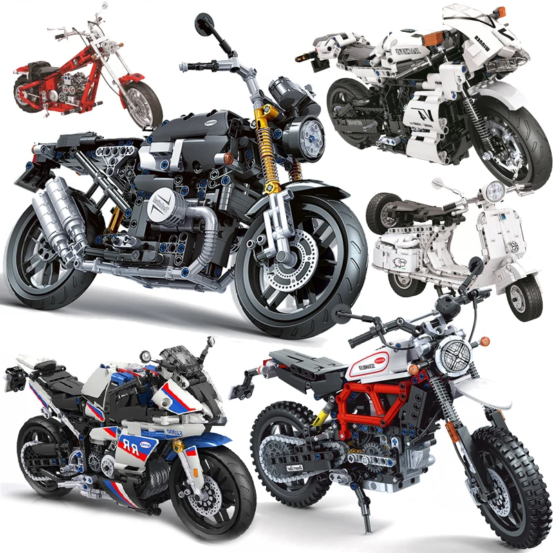 Конструктор детский Мотогонки мотоцикл высокотехнологичный для мальчиков |