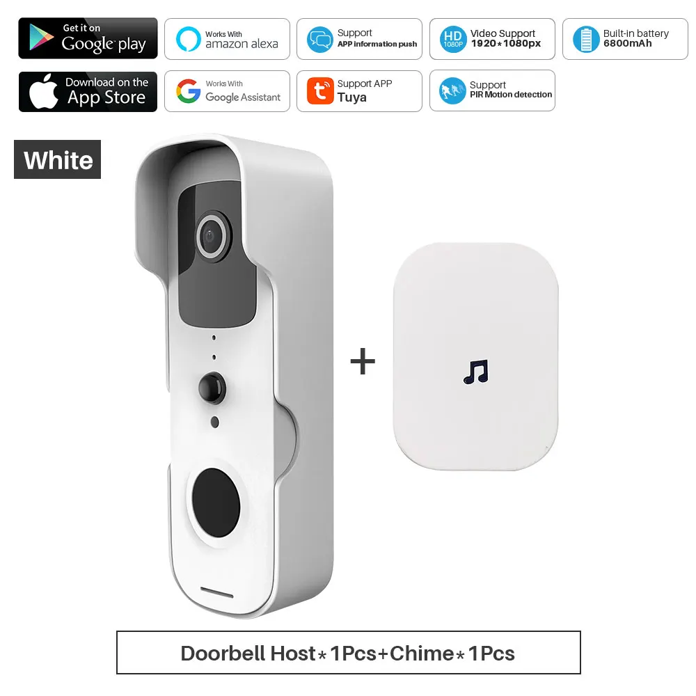 Tuya Smart Video Doorbell WiFi 1080P Video Intercom Door Bell IP Camera Two-Way Audio Works With Alexa Echo Show Google Home 