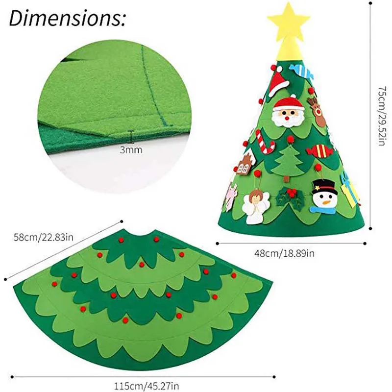 DIY 3D войлочный светодиодный Новогодний подарок на елку детские игрушки искусственные настенные украшения для дома для детей и взрослых k