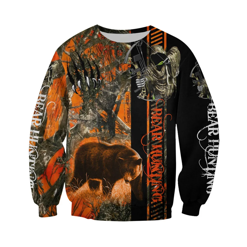 CLOOCL Men Hoodie Beautiful Bear Hunting 3D Pattern Design  Printed Pullover Unisex Gothic Jacket Hooded Coat Sudadera Hombre
