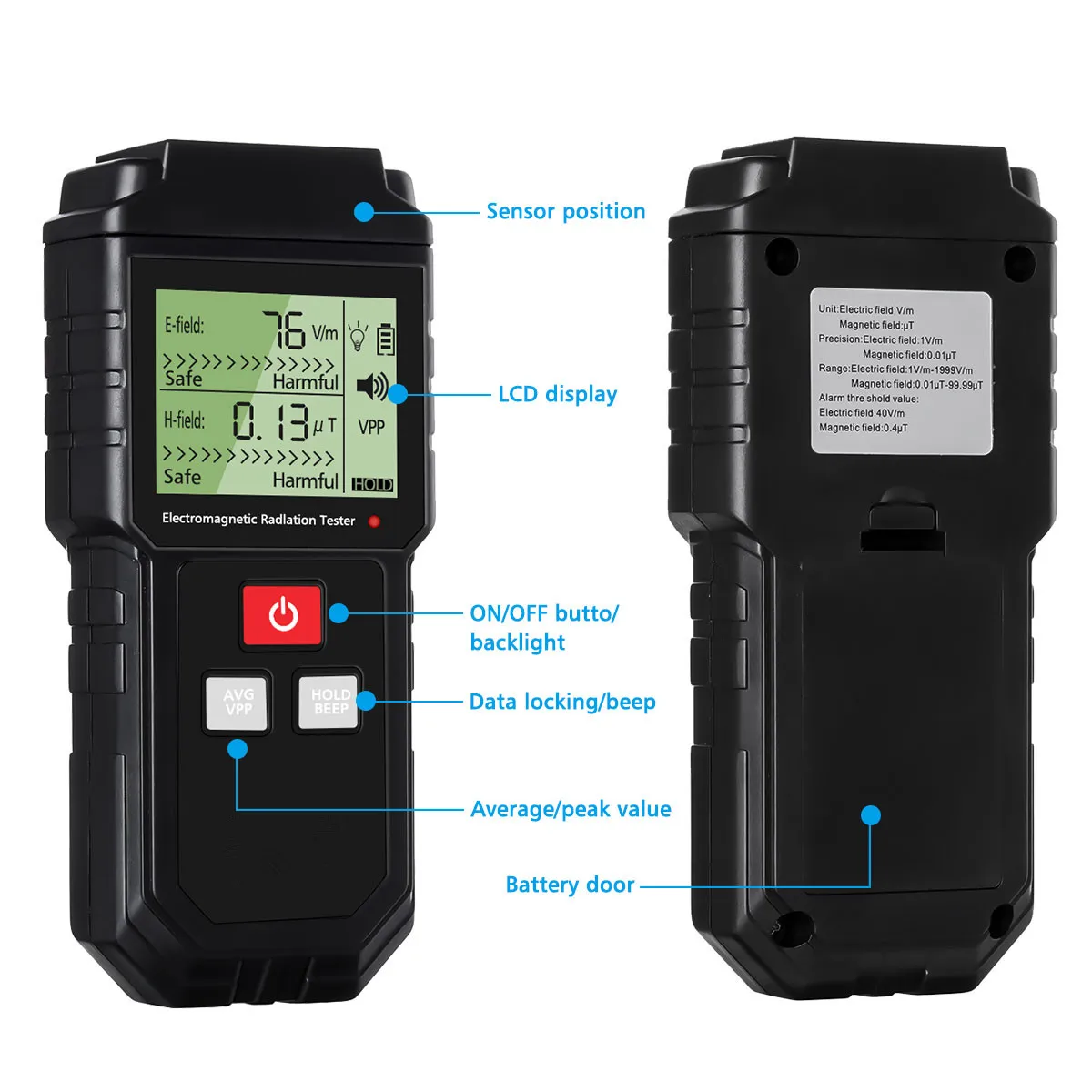 Kopen Liumy Handheld Emf Meter   Batterij Elektromagnetische Veld Straling Tester Mini Digitale Lcd Detector Dosimeter Voor Computer Telefoon