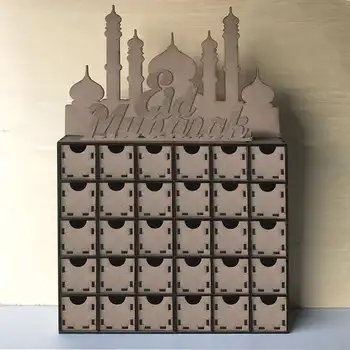

MDF DIY Eid Mubarak Ramadan Advent Calendar 30 Day Countdown Muslim Islamic Countdown House Drawer Decorations Ornament Gift