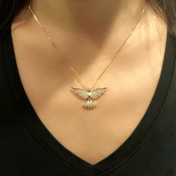

Gorgeous Pendant Necklace Full pave white Cubic Zirconia Stone Gold Color Eagle Choker Necklace For Women Fashion party Jewelry