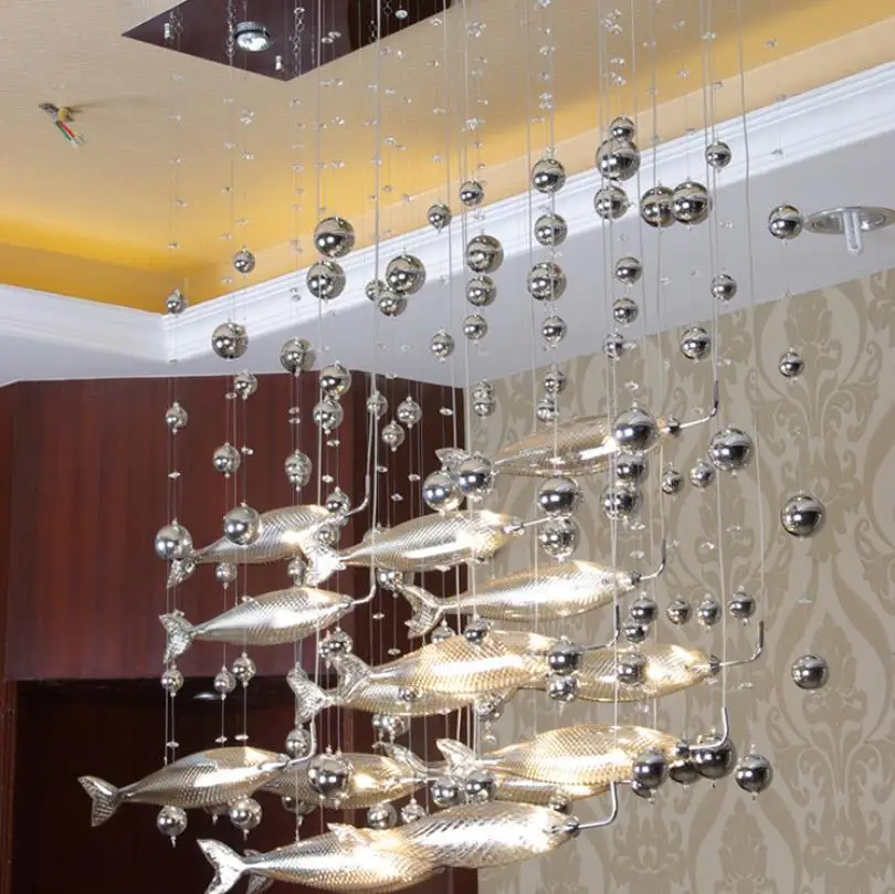 Креативная хрустальная люстра для ресторана гостиной столовой|fish chandelier|chandelier