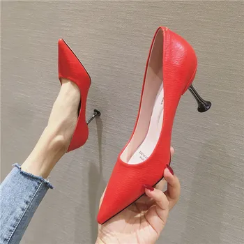 

2020 Women Pumps High Heels Stiletto High Heel Shoes Cow Leather Pointed Toe Office Lady Shoes