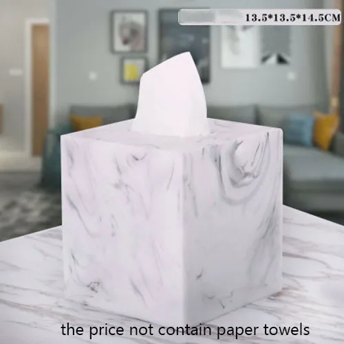 White JINSERTA мраморная коробка для салфеток из смолы для дома, гостиной, Роскошный чехол для салфеток, офисный контейнер для салфеток, аксессуары для стола, Декор - Цвет: White