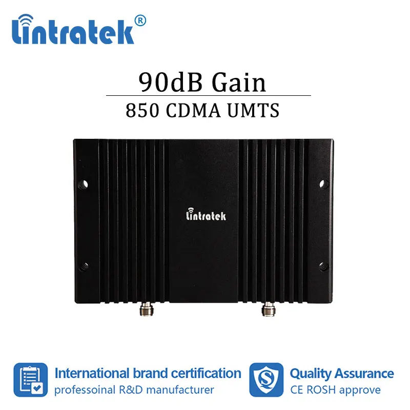 Lintratek 90dB gain GSM 850 2G CDMA 3G UMTS Cellular Booster Signal Repeater B5 850mhz big power MGC ALC amplifier Data Voice 7
